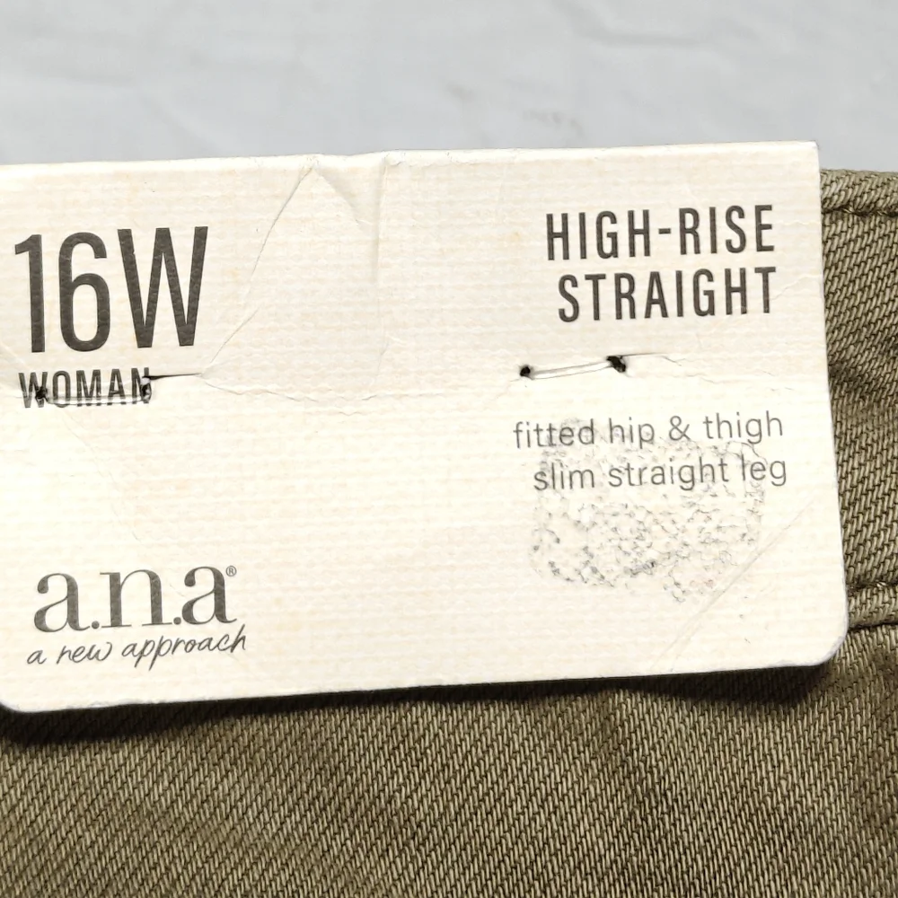A.N.A. Women’s High-Rise Slim Staight Pants Size 16W Dusky Green Jeans.NWT
